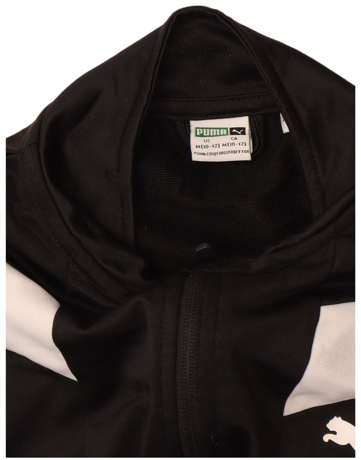 Спортивный костюм Puma для мальчиков с графическим рисунком, верхняя куртка, 10–11 лет, средний черный, с цветными блоками