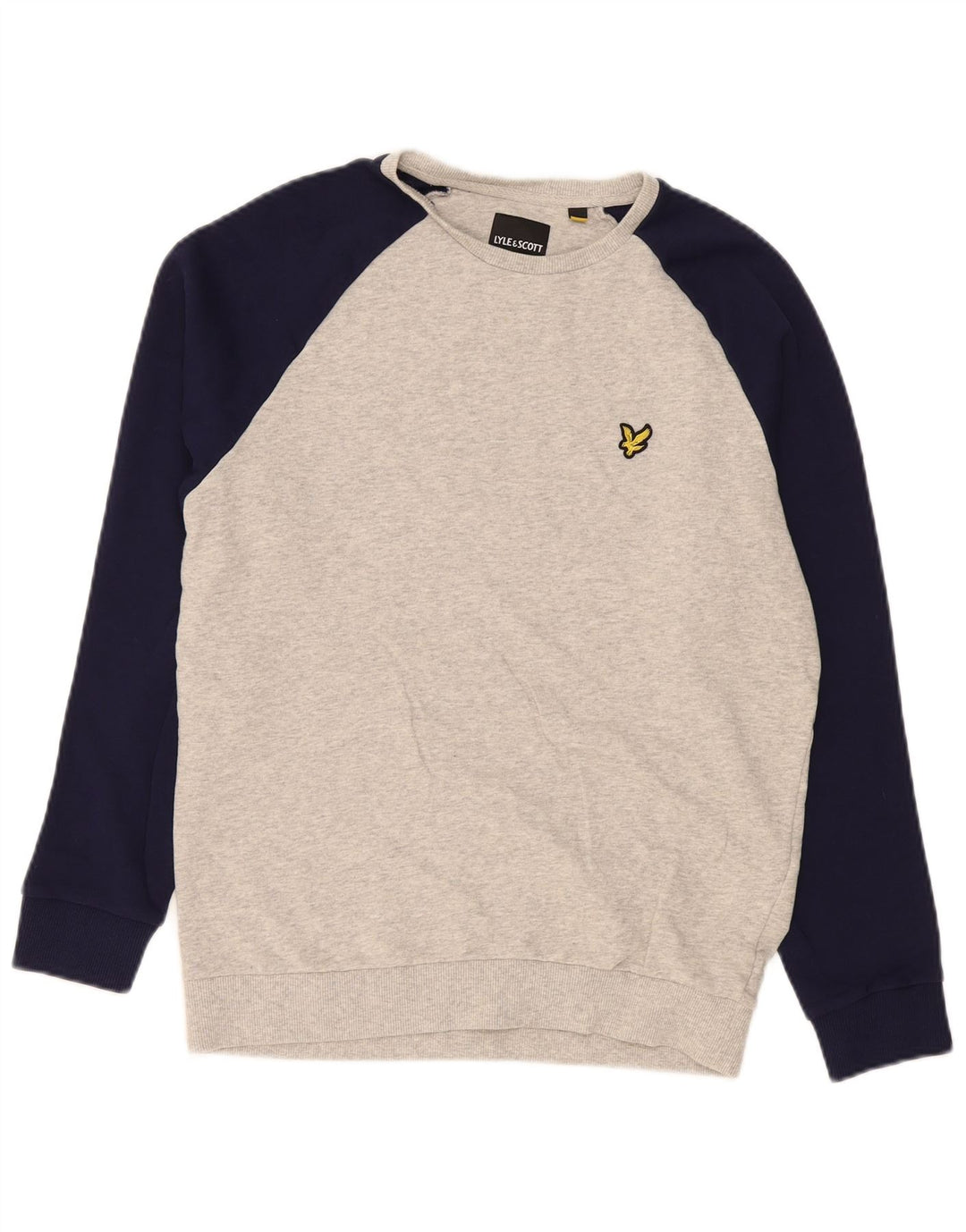 Мужской свитер Lyle & Scott, джемпер среднего серого цвета, хлопок с цветными блоками