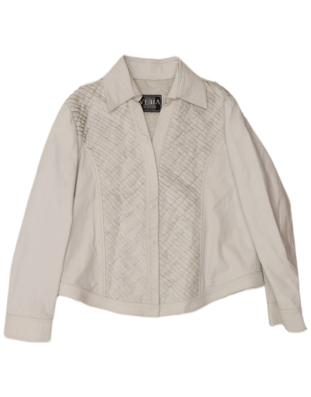 Винтажная женская кожаная куртка-бомбер UK 16, большая серая кожаная