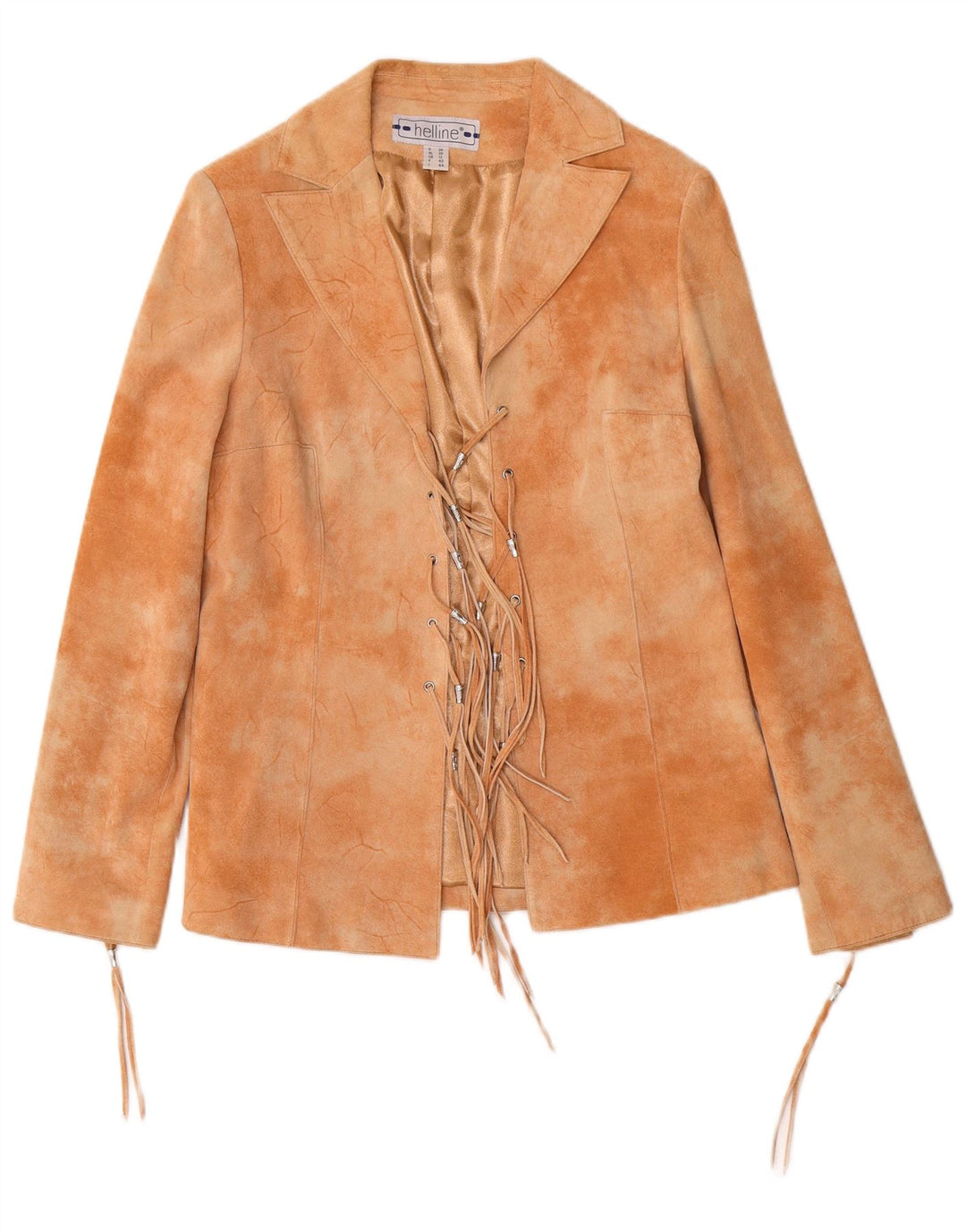 HELLINE Женская замшевая куртка UK 12 Medium Beige Tie Dye Leather Leather