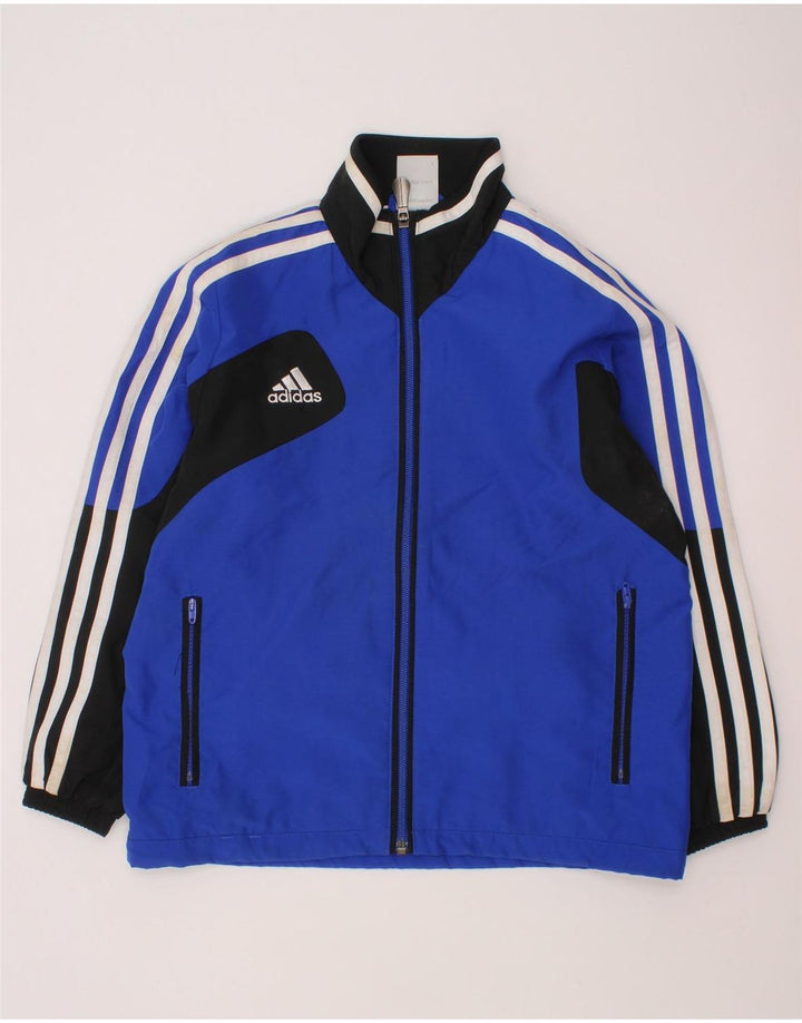 Спортивный костюм ADIDAS для мальчиков, верхняя куртка 7–8 лет, синий полиэстер с цветными блоками