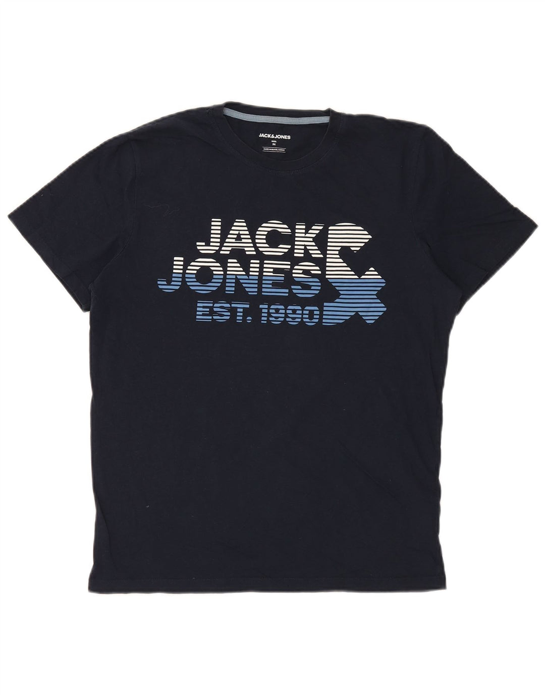 Мужская футболка с рисунком Jack & Jones, темно-синий, хлопковый топ среднего размера