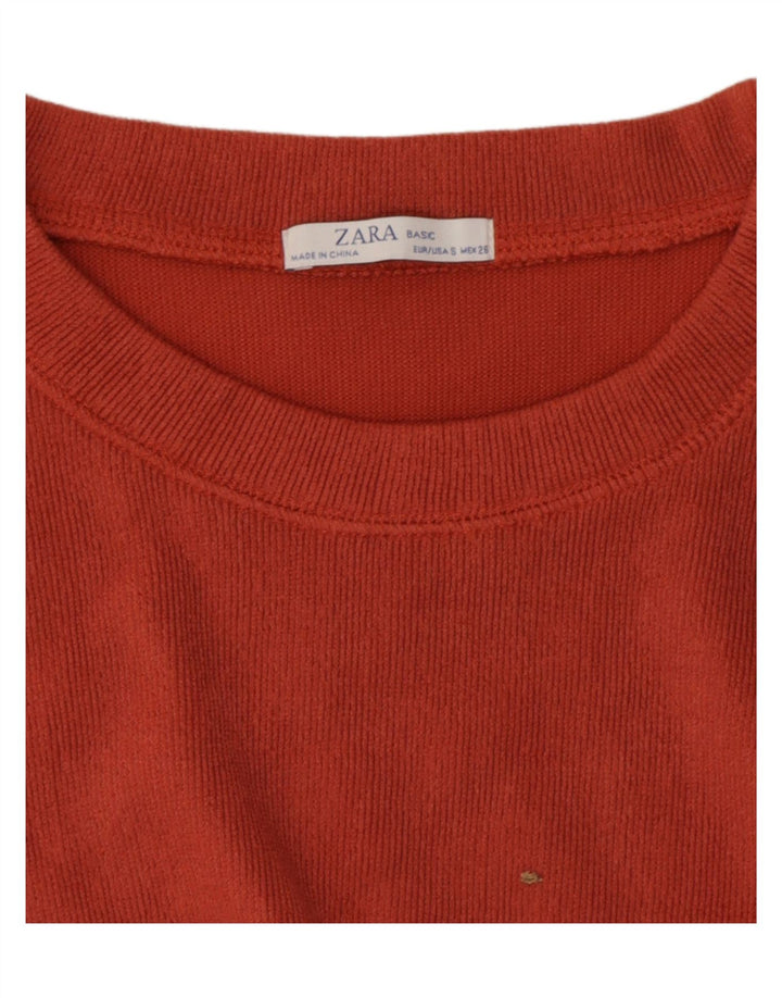Женская укороченная блузка оверсайз с длинными рукавами Zara UK 10, маленький оранжевый цвет