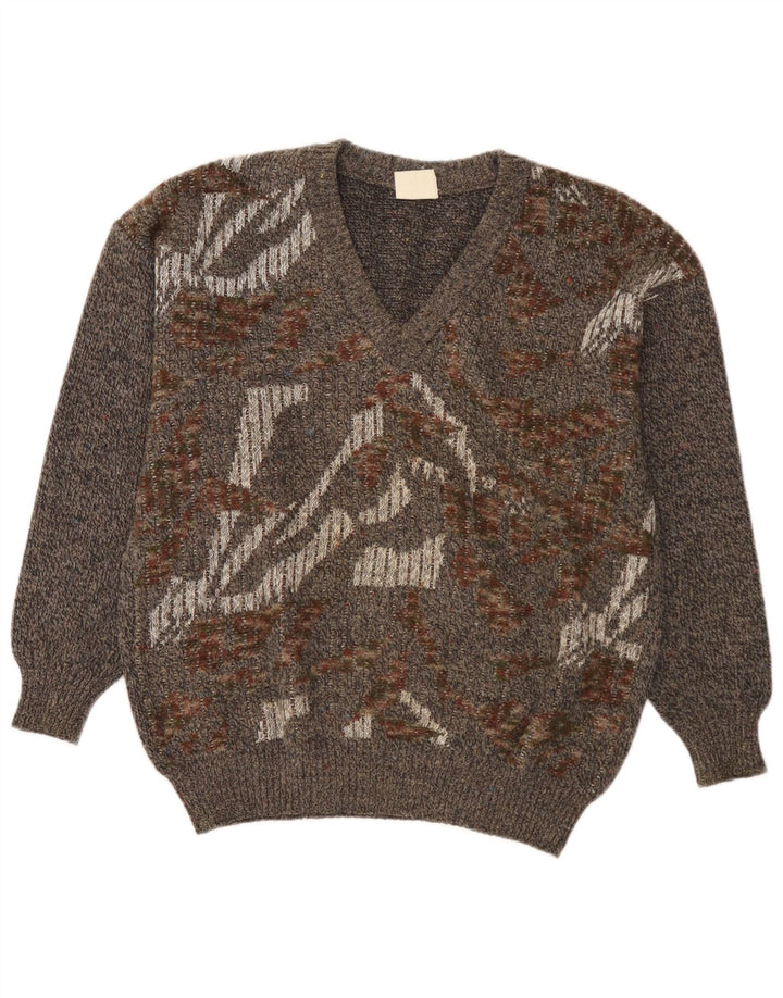 Strickmoden Мужской джемпер с v-образным вырезом IT 50 Medium Grey Geometric