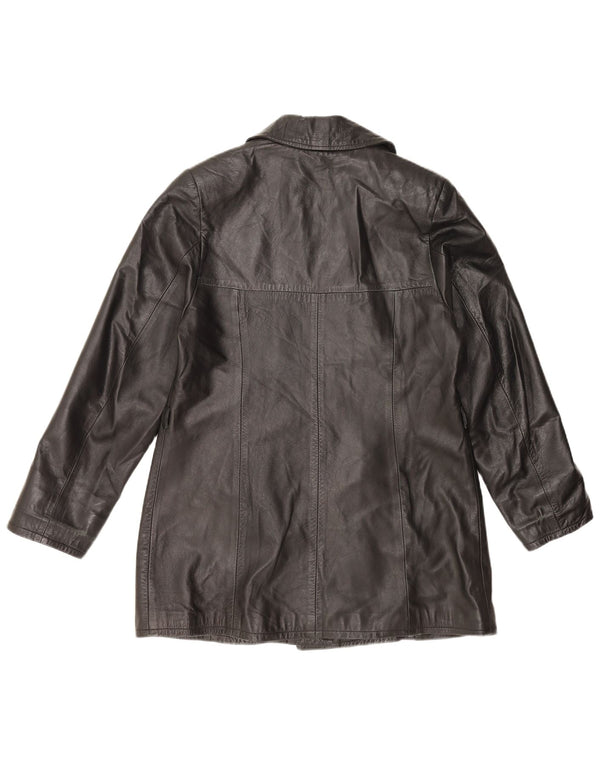 Винтажная женская кожаная куртка UK 18 XL, черная кожа