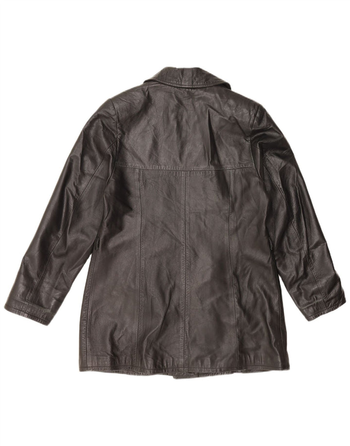 Винтажная женская кожаная куртка UK 18 XL, черная кожа