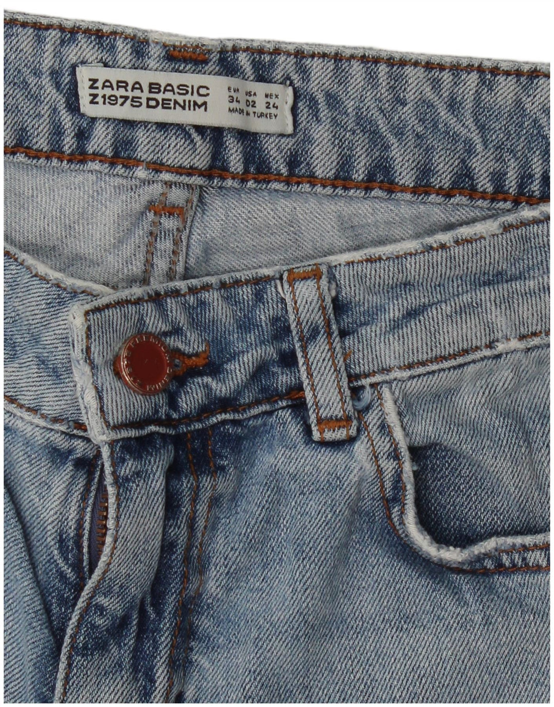 Женские зауженные джинсы ZARA EU 34 2XS W24 L26 Синие с цветочным принтом