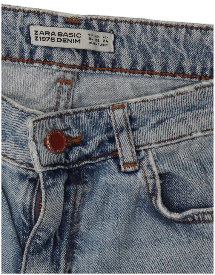 Женские зауженные джинсы ZARA EU 34 2XS W24 L26 Синие с цветочным принтом