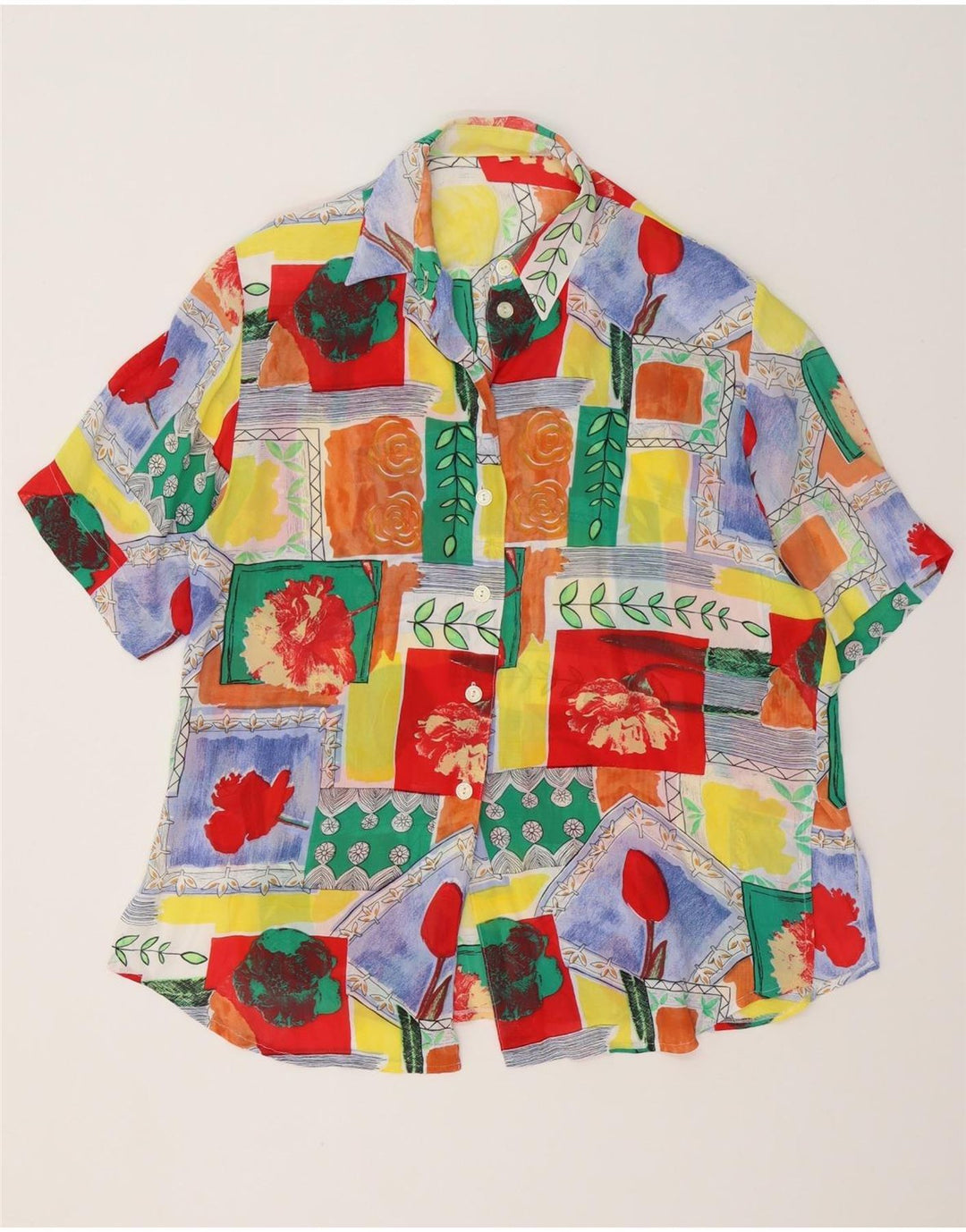 Винтажная женская длинная блузка-рубашка EU 40, средняя разноцветная вискоза