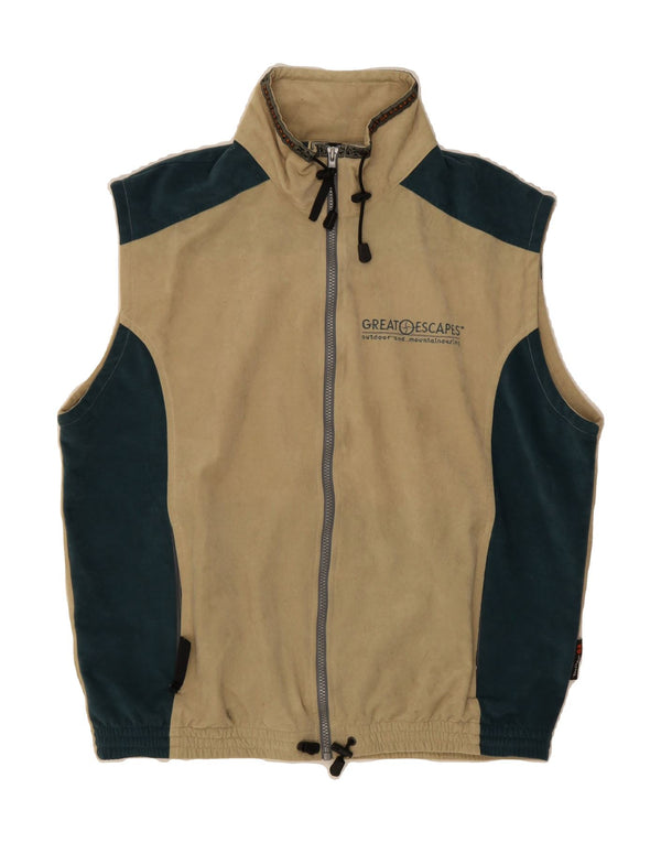 GREAT ESCAPES Mens Gilet UK 42 XL Beige Colourblock Polyamide