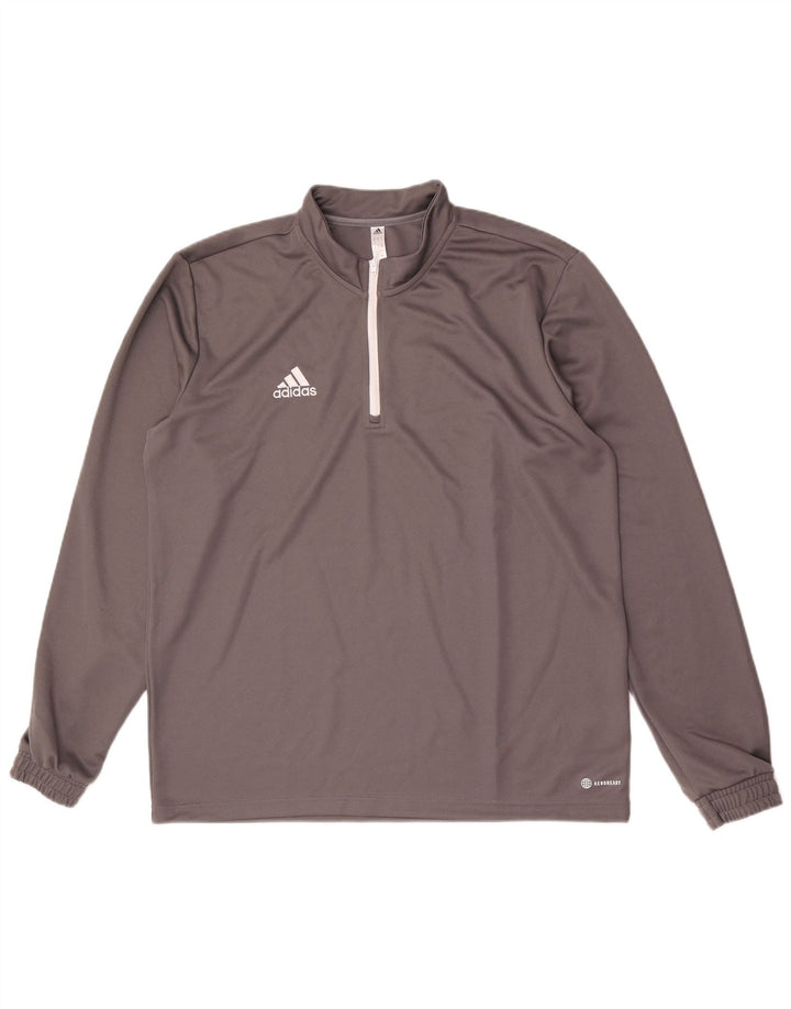 Мужской пуловер с воротником на молнии Adidas Aeroready, спортивный костюм, топ XL, серый полиэстер