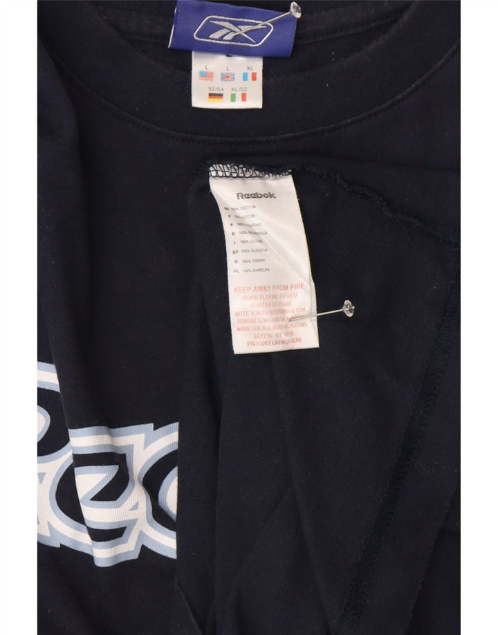 Мужская футболка с рисунком Reebok, большой темно-синий хлопок