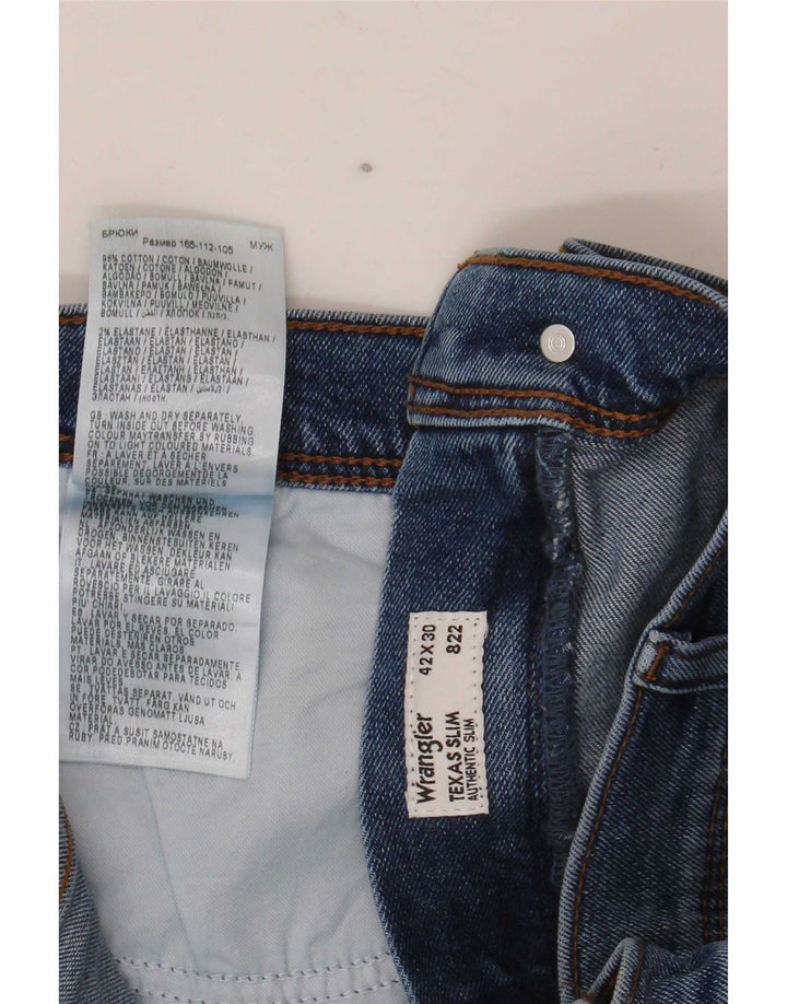 Мужские джинсы Wrangler Texas Slim W42 L30, синий хлопок