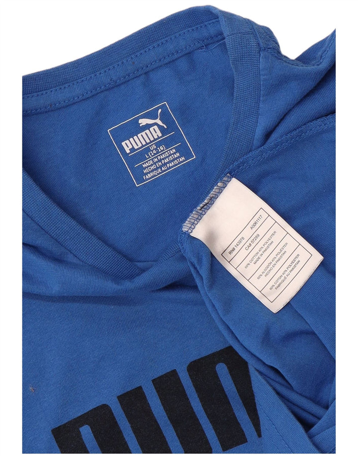 Футболка с рисунком PUMA для мальчиков, топ 14–15 лет, большой синий хлопок