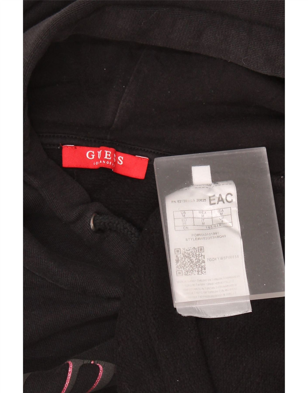 GUESS Женский джемпер с капюшоном оверсайз с рукавом 3/4 и графикой UK 8, маленький черный