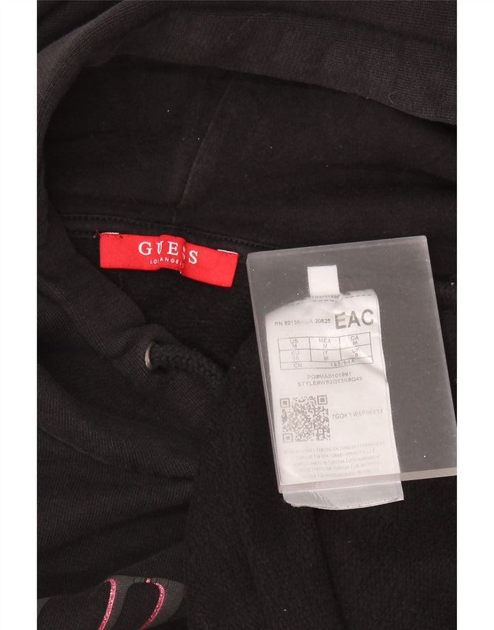 GUESS Женский джемпер с капюшоном оверсайз с рукавом 3/4 и графикой UK 8, маленький черный