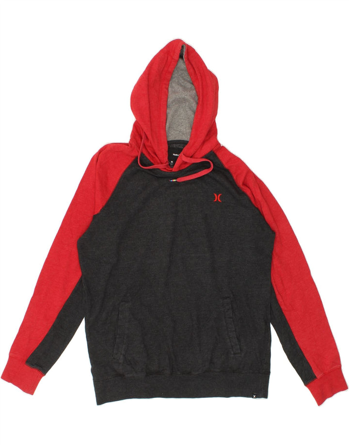 HURLEY Mens Hoodie Jumper Medium Grey Colourblock Cotton Vintage Hurley and Second-Hand Hurley from Messina Hembry 