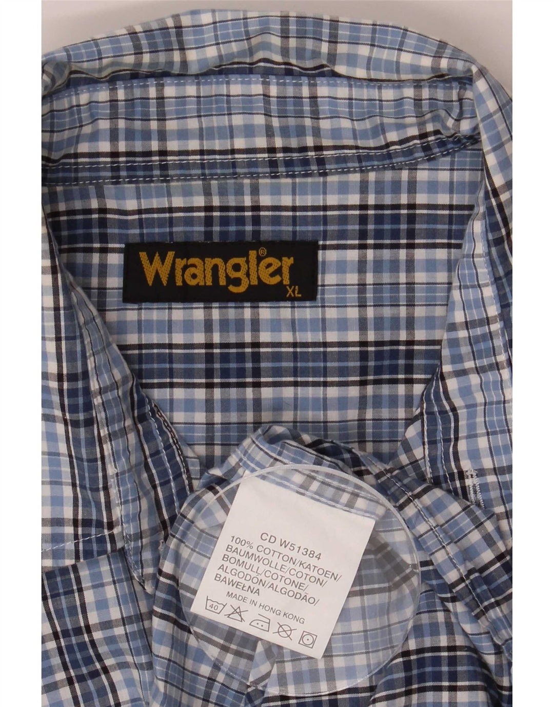 Мужская рубашка Wrangler XL, синяя клетка, хлопок