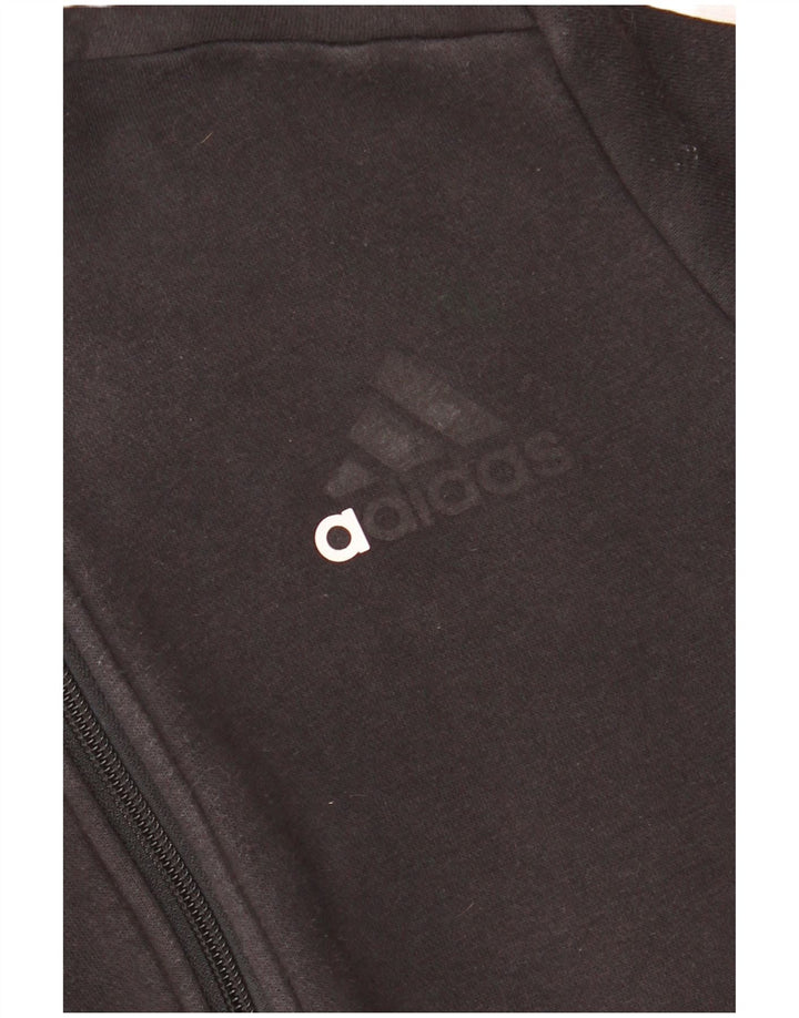 ADIDAS Свитер с капюшоном на молнии для мальчиков 11-12 лет, черный хлопок