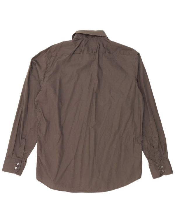 Мужская рубашка стандартного кроя HUGO BOSS, размер 44, 17, 1/2 XL, серая, хлопок