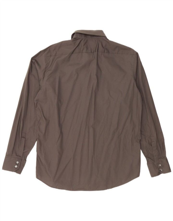 Мужская рубашка стандартного кроя HUGO BOSS, размер 44, 17, 1/2 XL, серая, хлопок