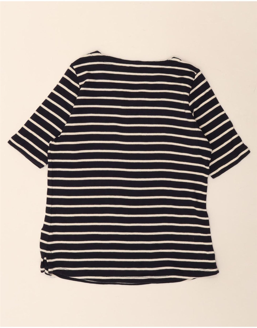 Женская футболка L.L.Bean Top UK 12 Medium Navy Blue Striped Cotton