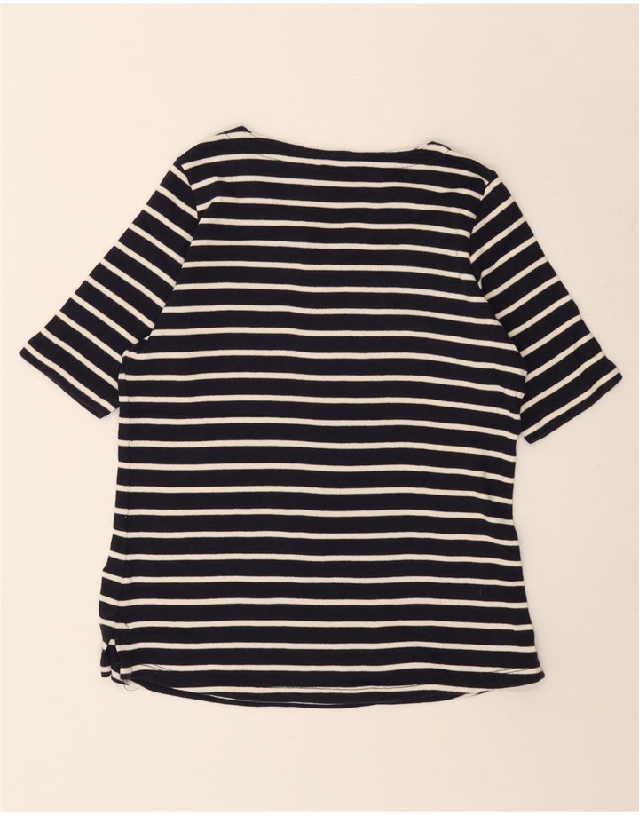 Женская футболка L.L.Bean Top UK 12 Medium Navy Blue Striped Cotton