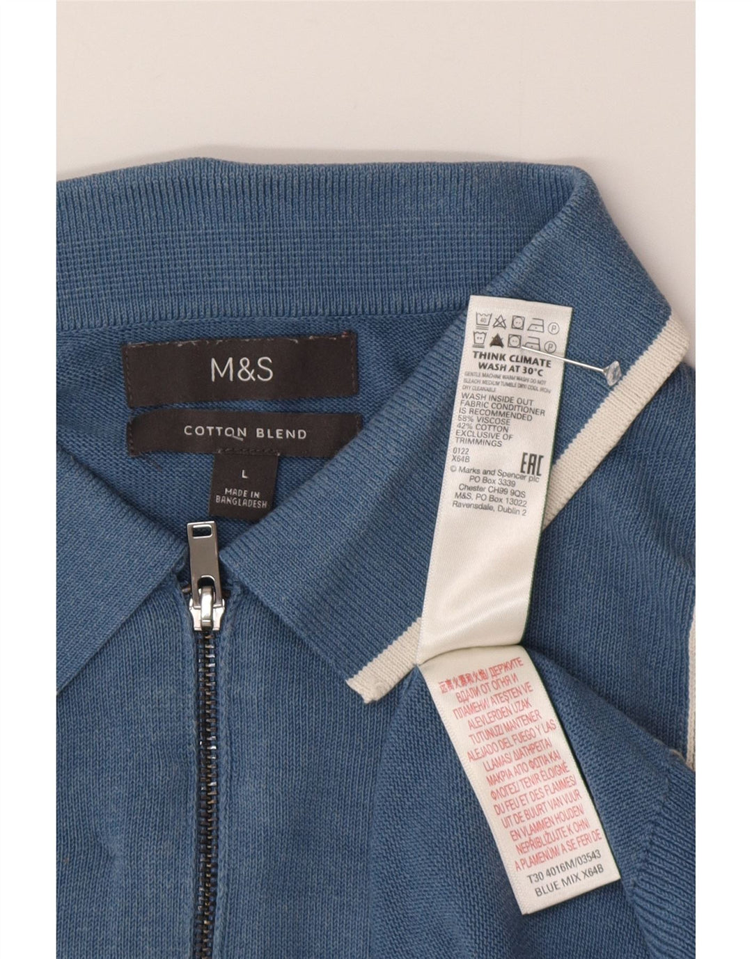 Мужской свитер с воротником-поло Marks & Spencer, большой синий с цветными блоками