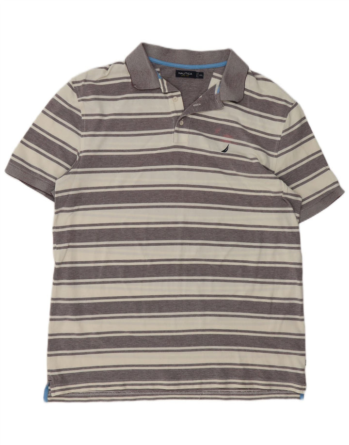 Мужская рубашка-поло NAUTICA 2XL, хлопковая серая полоска