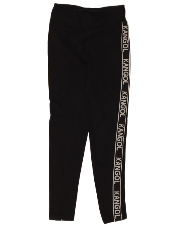 Kangol Womens Graphic Leggings UK 12 Medium Black Cotton