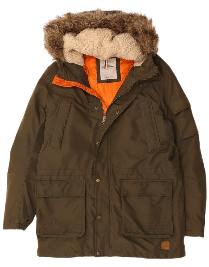 Мужская парка Jack & Jones с капюшоном UK 38, средний хаки