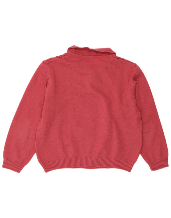 ВИНТАЖНЫЙ женский укороченный свитер с воротником-поло, Великобритания, 16, большой розовый