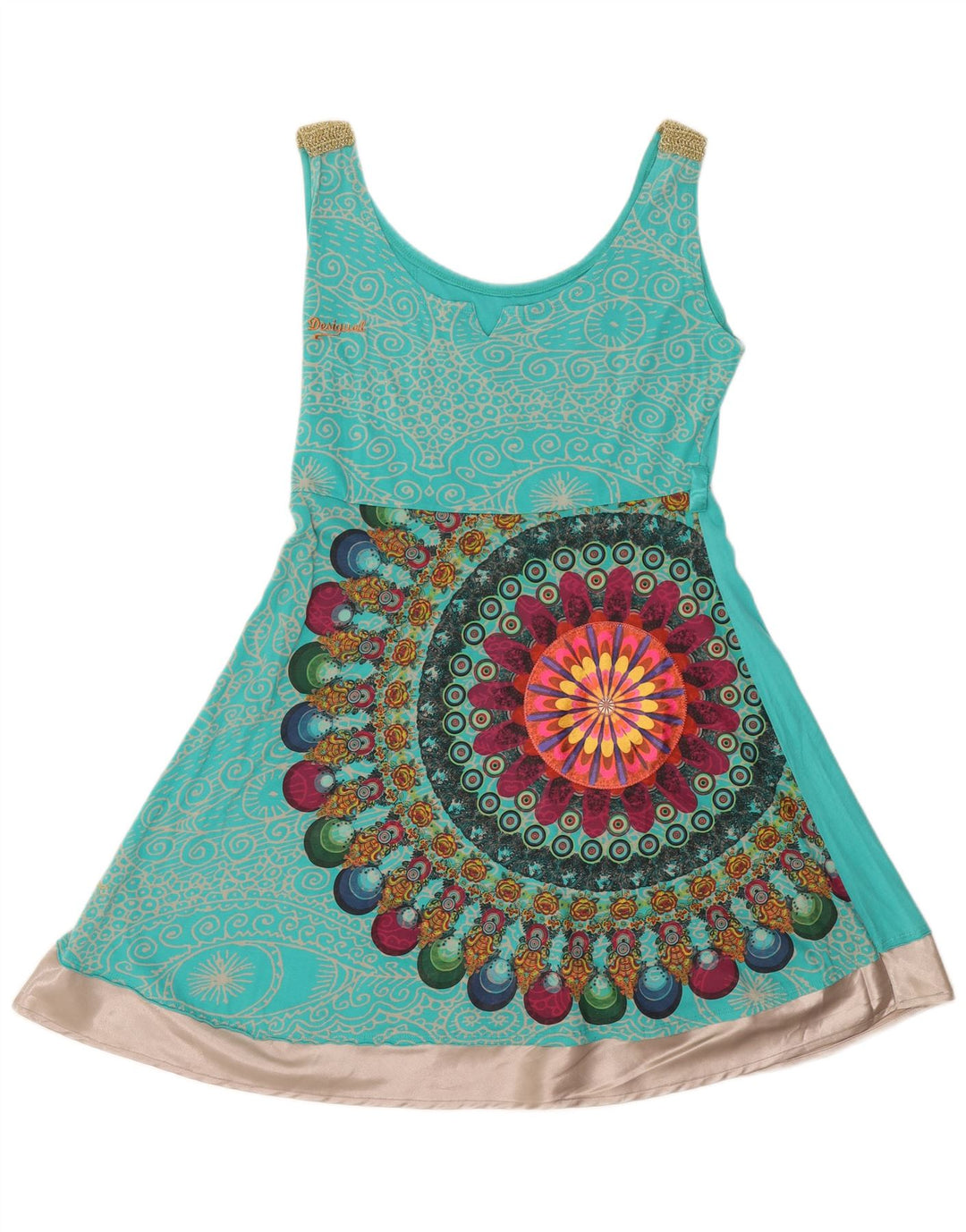 Женское платье трапециевидного силуэта с рисунком Desigual UK 14, средний бирюзовый, с узором пейсли