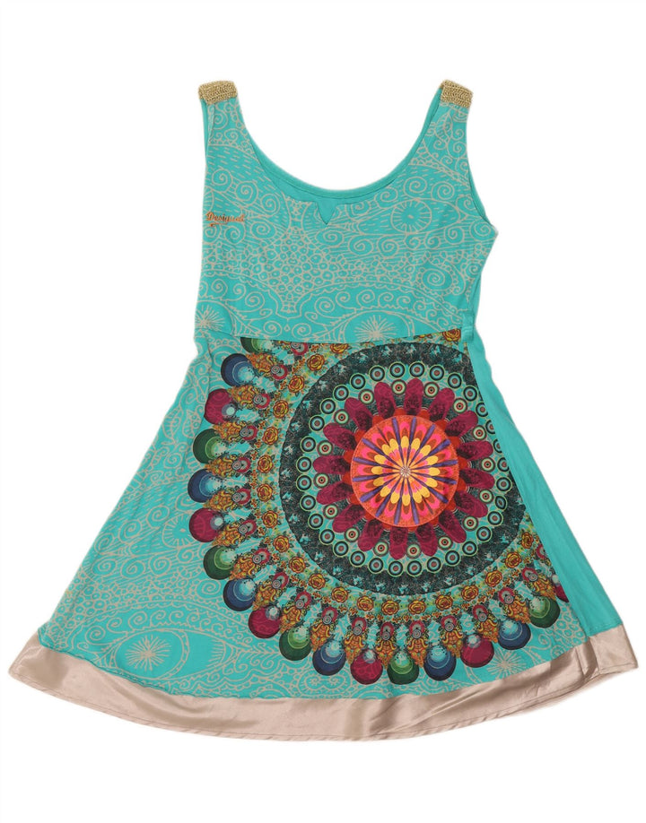 Женское платье трапециевидного силуэта с рисунком Desigual UK 14, средний бирюзовый, с узором пейсли