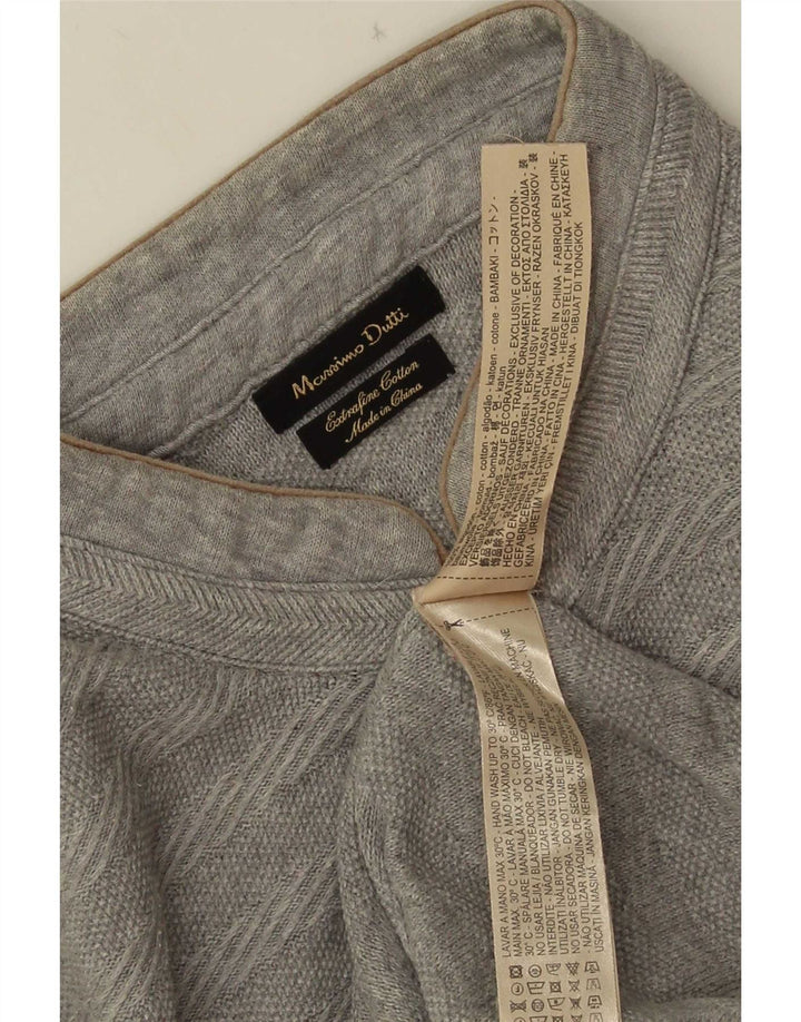 Мужской джемпер с пуговицами Massimo Dutti XL, хлопковый серый полосатый свитер