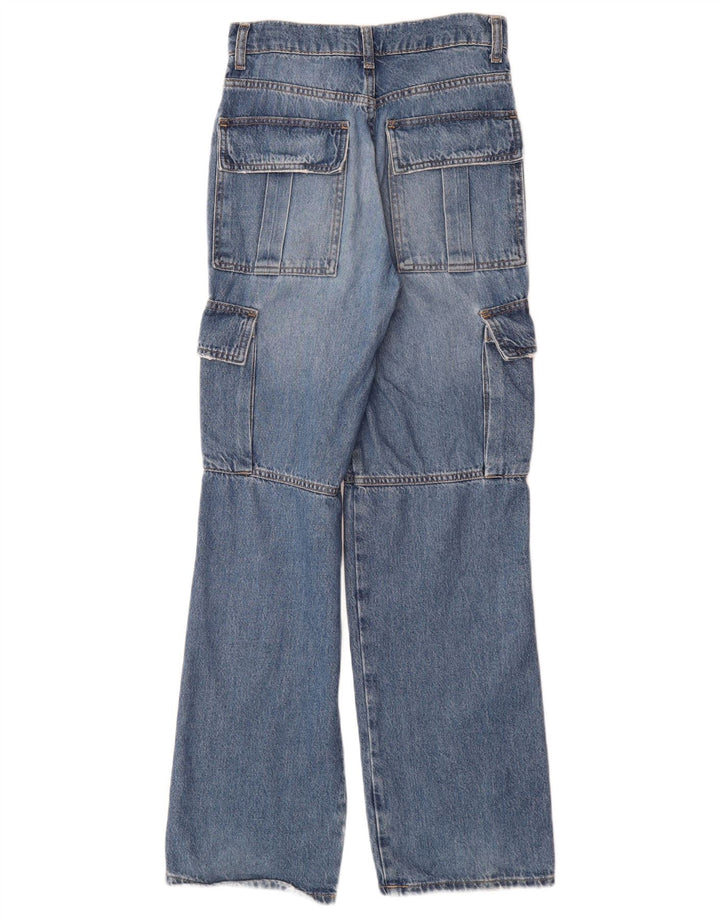 ZARA Womens Cargo High Waist Jeans W22 L31 Blue