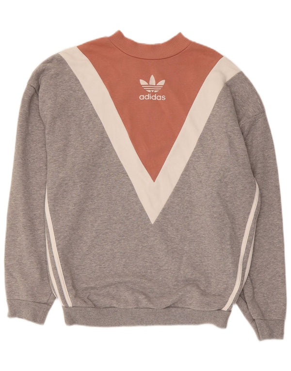 Женский свитер оверсайз Adidas UK 6 XS Серый хлопок с цветными блоками