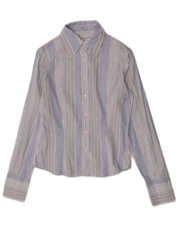 Женская рубашка Sisley UK 10, маленькая синяя полоска из хлопка
