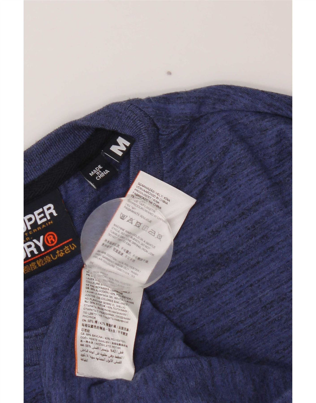 Superdry Мужская футболка обычного цвета с рисунком, топ из хлопка среднего размера синего цвета с крапинками