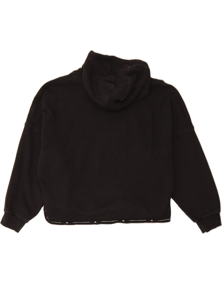 ADIDAS Womens Oversized Hoodie Jumper UK 12/14 Medium Black Vintage Adidas and Second-Hand Adidas from Messina Hembry 