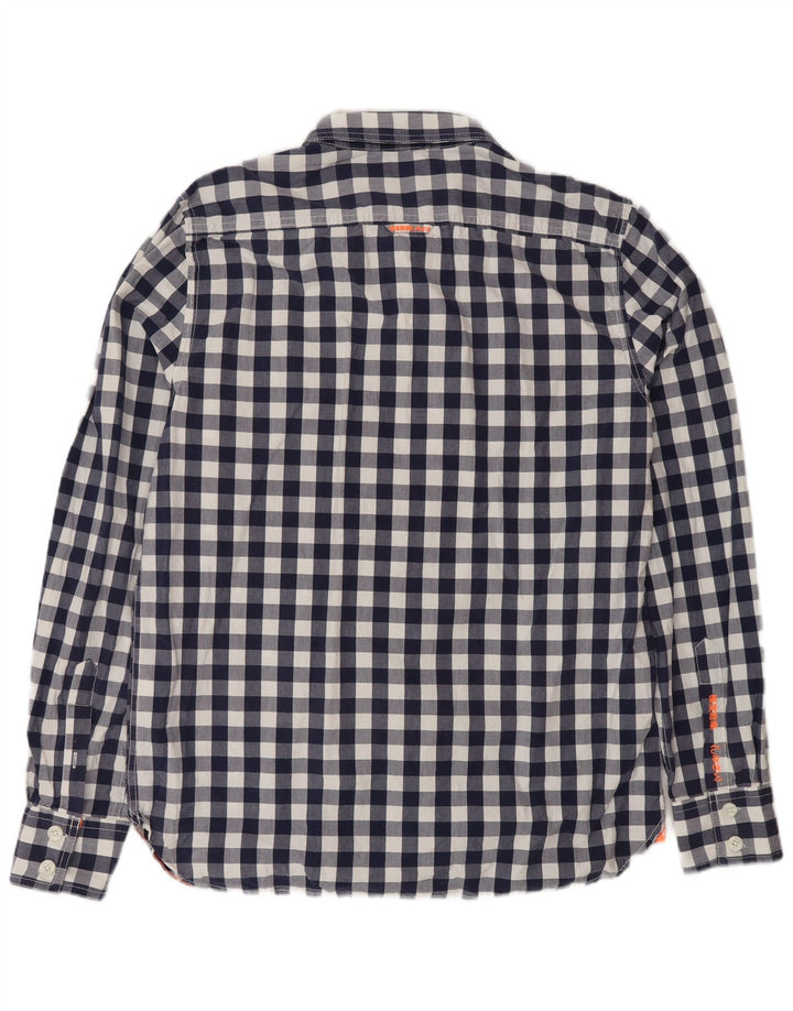 Мужская рубашка Superdry 2XL, темно-синяя, хлопок в мелкую клетку