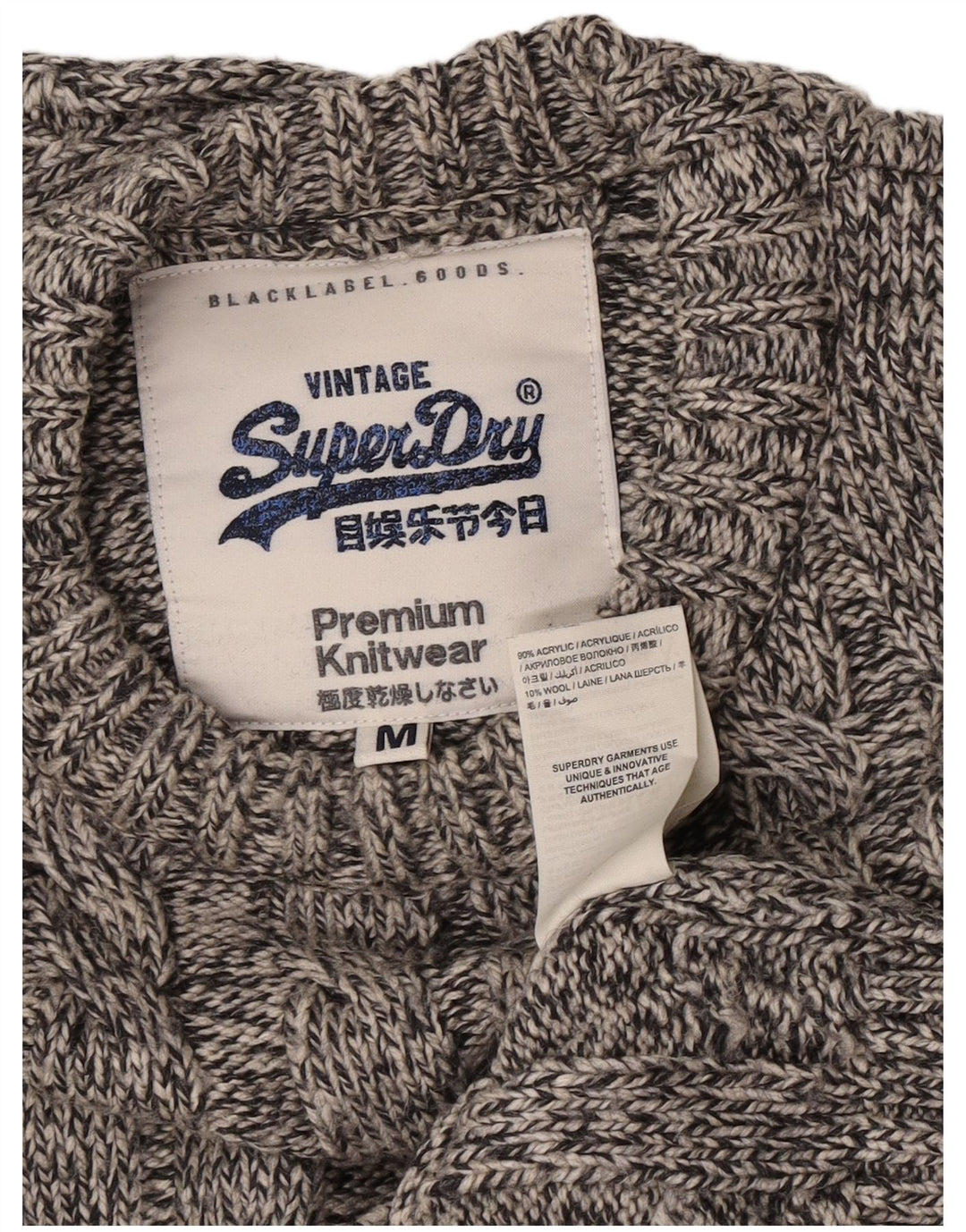 Мужской джемпер с круглым вырезом Superdry, средний серый акрил в крапинку