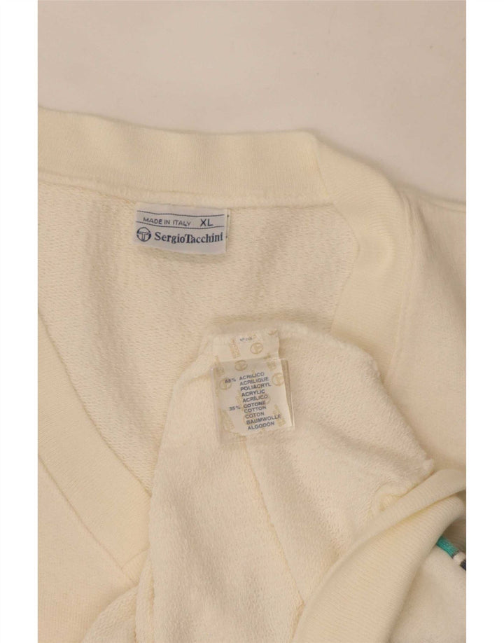Мужская майка-майка Sergio Tacchini XL, белый акрил с геометрическим узором