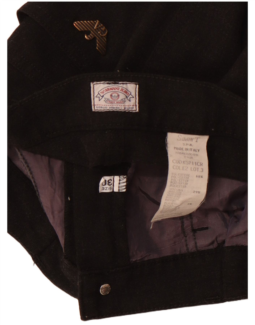 ARMANI Женские прямые повседневные брюки с высокой талией W30 L32, черный полиэстер