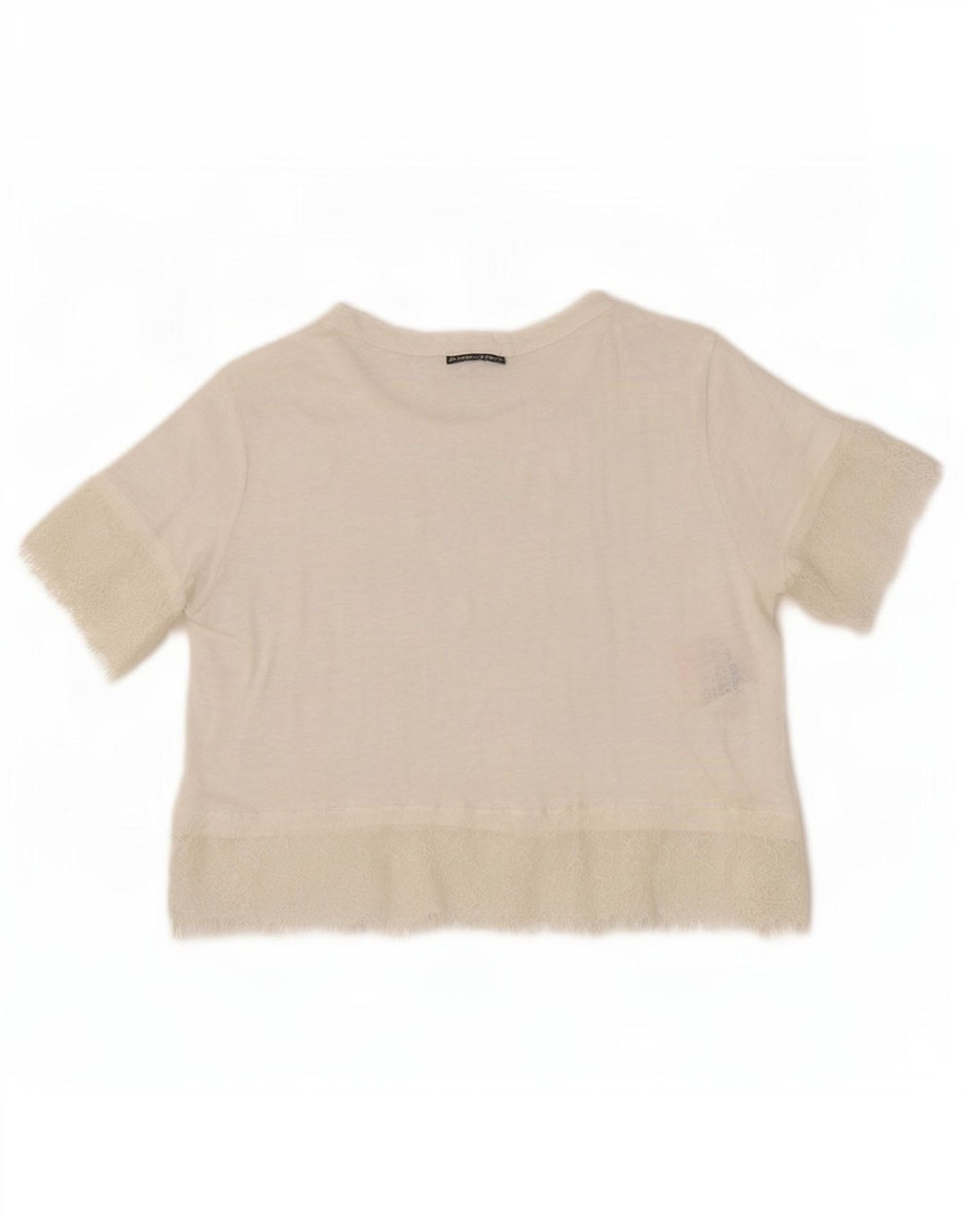 Женская укороченная блузка Zara UK 12, средний белый лен