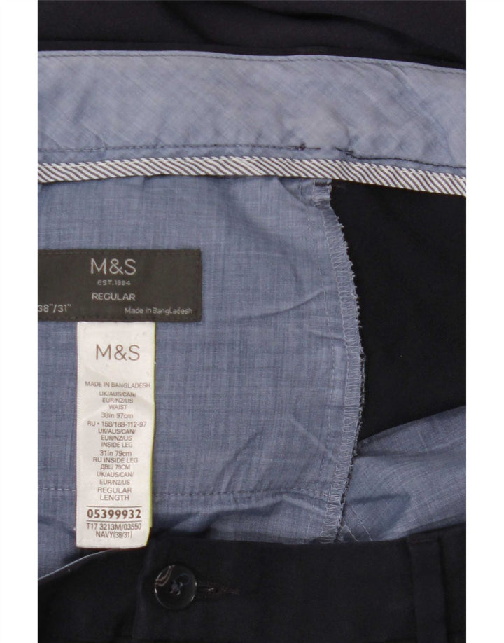 Мужские прямые брюки стандартного костюма Marks & Spencer W38 L31 темно-синие