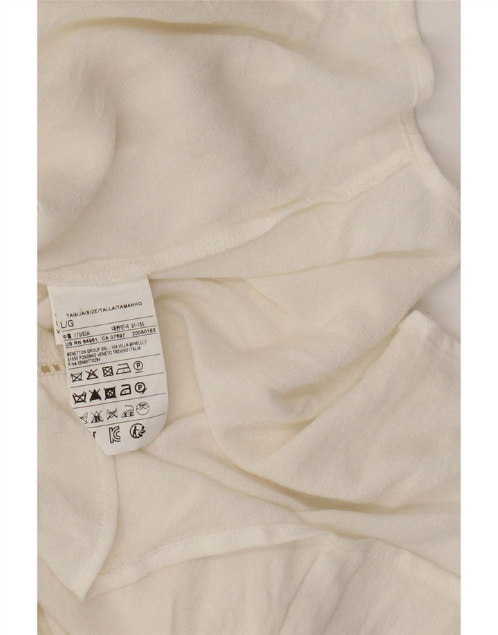 Женская блузка-рубашка с галстуком-бабочкой BENETTON, Великобритания, 16, большая белая вискоза с цветными блоками