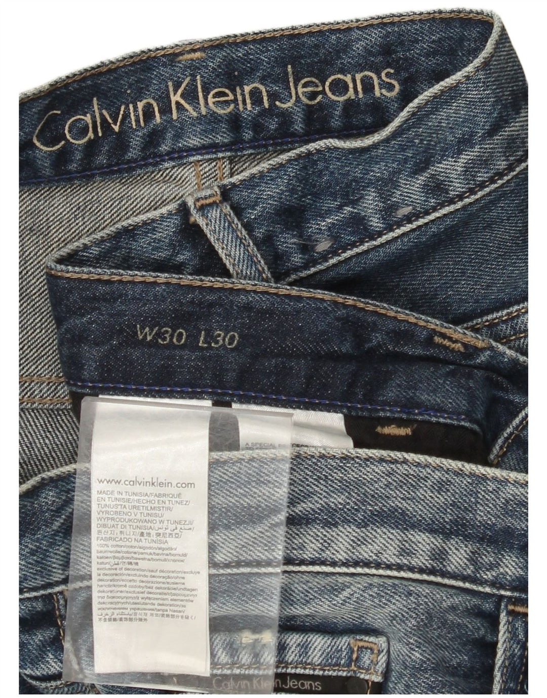 Мужские прямые джинсы-бойфренды CALVIN KLEIN W30 L30, синий хлопок