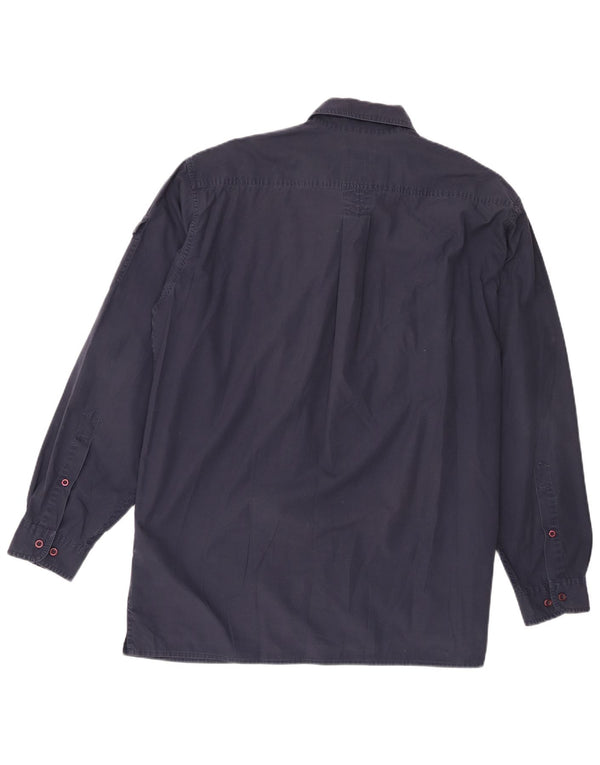 Marlboro Classics Mens Military Shirt XL Navy Blue Cotton