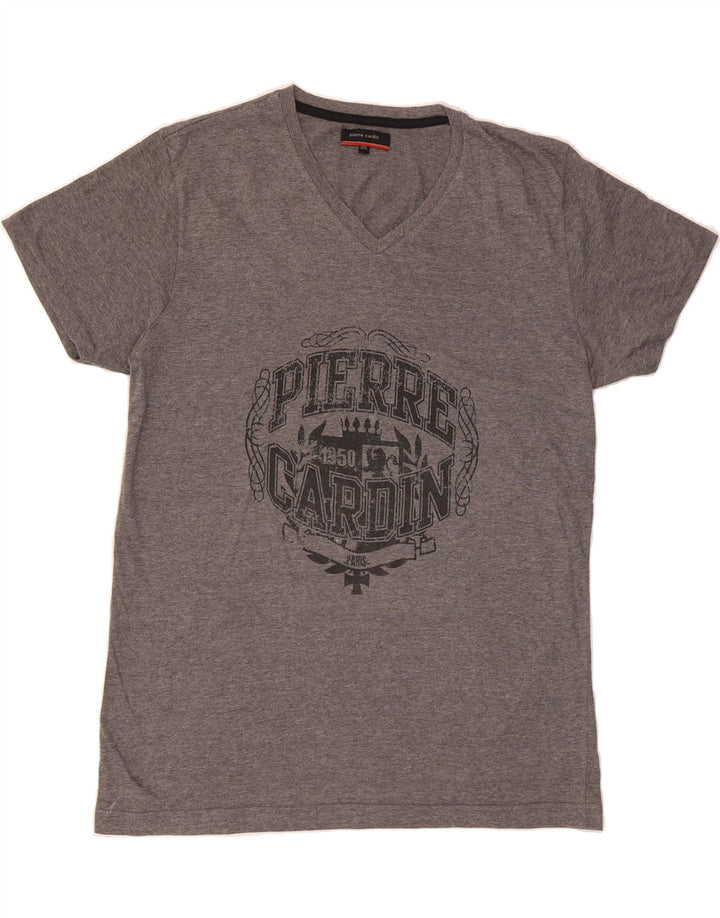 PIERRE CARDIN Mens Graphic T-Shirt Top 2XL Grey Polyester Vintage Pierre Cardin and Second-Hand Pierre Cardin from Messina Hembry 